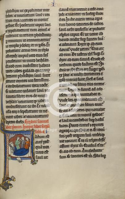 Initial F: David and the Daughters of Israel Lamenting to Saul and Jonathan, about 1270. Creator: Unknown.