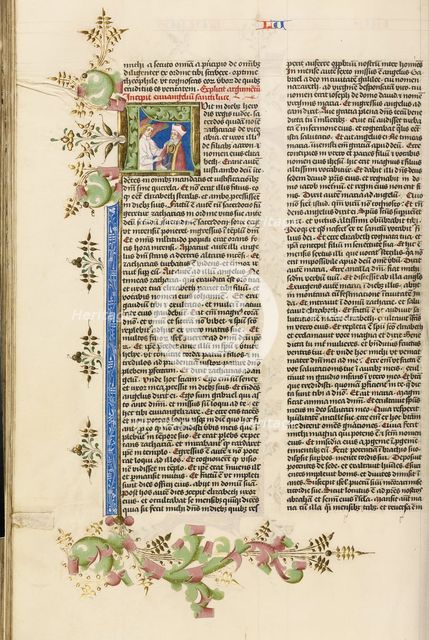 Initial F: The Annunciation to Zechariah; Bible, about 1450. Creator: Circle of Stefan Lochner.