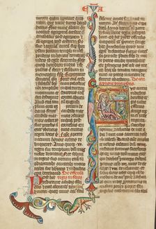 Initial F: The Nativity; Historia Scholastica, about 1300. Creator: Unknown