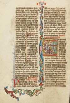 Initial F: The Nativity; Historia Scholastica, about 1300. Creator: Unknown