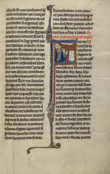 Initial F: The Sacrifice of Elkanah; Marquette Bible, about 1270. Creator: Unknown