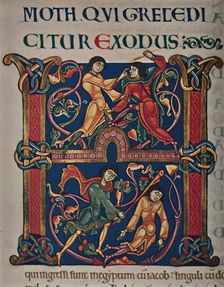 Initial from the Winchester Bible c1150 AD, (c1950). Creator: Master of the Leaping Figures