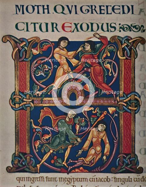 'Initial from the Winchester Bible', c1150 AD, (c1950). Creator: Master of the Leaping Figures.