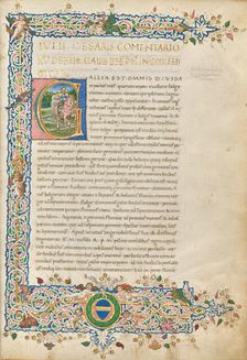 Initial G: Julius Caesar on Horseback, about 1460-1470. Creator: Unknown
