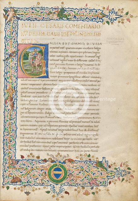 Initial G: Julius Caesar on Horseback, about 1460-1470. Creator: Unknown.