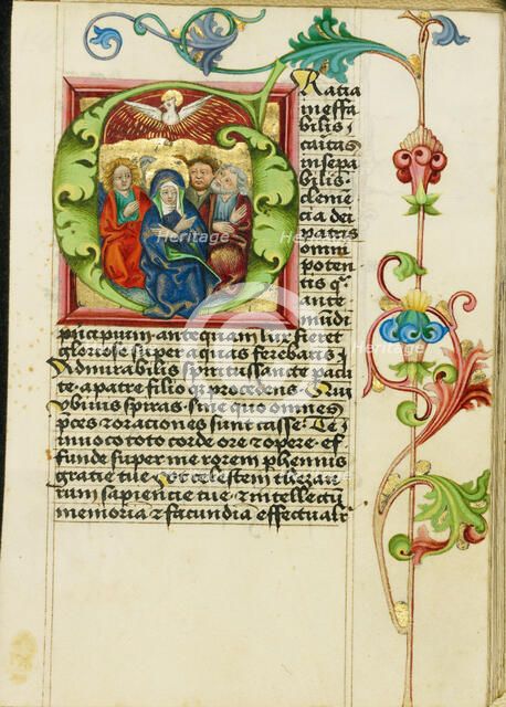 Initial G: Pentecost; Prayer Book, about 1470-1480. Creator: Workshop of Valentine Noh.