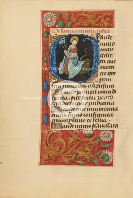 Initial G: Saint Margaret; Crohin-La Fontaine Hours, (about 1480-1485?). Creators: Master of the Dresden Prayer Book, Workshop of the Master of the Dresden Prayer Book.