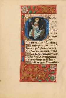 Initial G: Saint Margaret; Crohin-La Fontaine Hours, (about 1480-1485?). Creators: Master of the Dresden Prayer Book, Workshop of the Master of the Dresden Prayer Book