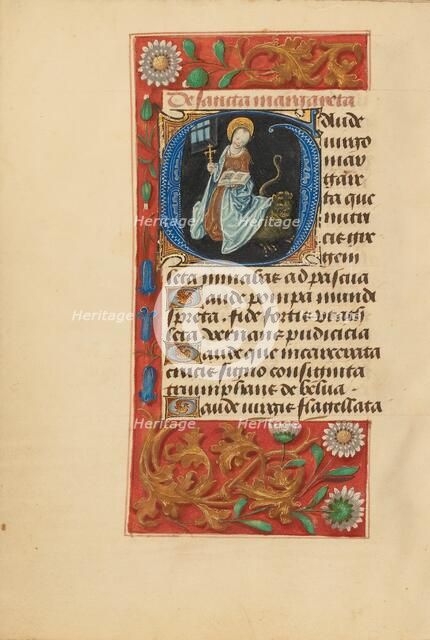 Initial G: Saint Margaret; Crohin-La Fontaine Hours, (about 1480-1485?). Creators: Master of the Dresden Prayer Book, Workshop of the Master of the Dresden Prayer Book.