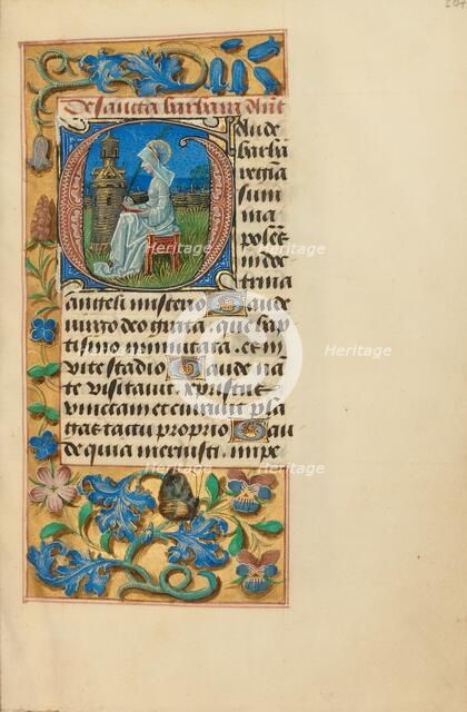 Initial G: Saint Barbara; Crohin-La Fontaine Hours, (about 1480-1485?). Creators: Master of the Dresden Prayer Book, Workshop of the Master of the Dresden Prayer Book.