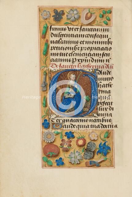 Initial G: Saint Catherine; Crohin-La Fontaine Hours, (about 1480-1485?). Creators: Master of the Dresden Prayer Book, Workshop of the Master of the Dresden Prayer Book.