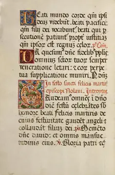 Initial G: Two Dancing Putti; Missal of Bishop Antonio Scarampi, 1567. Creator: Fra Vincentius a Fundis