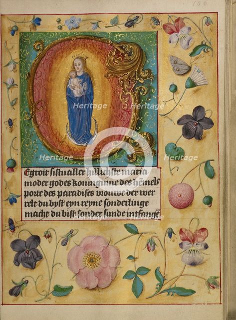 Initial G: The Virgin and Child; Book of Hours, about 1500. Creator: Workshop of Gerard Horenbout.