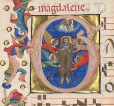 Initial G: The Assumption of Saint Mary Magdalene, about 1392-1402. Creator: Niccolo di Giacomo da Bologna