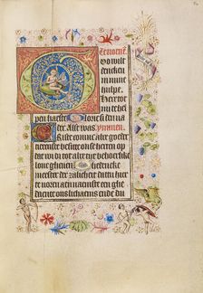 Initial G: The Christ Child Holding an Orb; Book of Hours, after 1460. Creator: Unknown