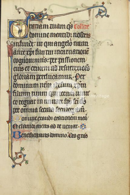 Initial G: The Crucifixion; Ruskin Hours; Ruskin Hours, about 1300. Creator: Unknown.