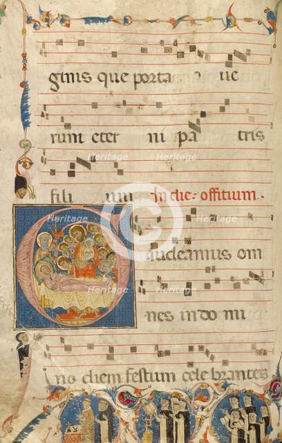 Initial G: The Death of the Virgin; Gradual, about 1270. Creator: Jacobellus of Salerno.