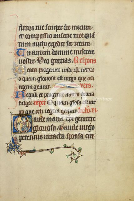 Initial G: The First Steps of Jesus; Ruskin Hours, about 1300. Creator: Unknown.
