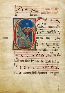 Initial G: The Stigmatization of St. Francis, about 1275. Creator: Rinaldo da Siena