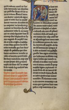 Initial H: Moses Speaking to the Israelites; Marquette Bible, about 1270. Creator: Unknown