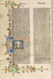 Initial H: Moses Speaking to the Israelites; Bible, about 1450. Creator: Circle of Stefan Lochner