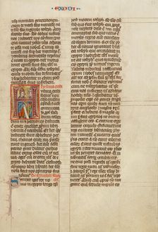 Initial H: Moses Speaking to the Israelites; Historia Scholastica, about 1300. Creator: Unknown