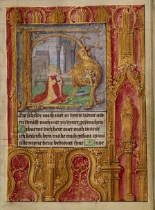 Initial H: David in Prayer; Book of Hours, about 1500. Creator: Workshop of Gerard Horenbout