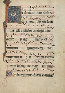 Initial H: Saint Martin Dividing His Cloak; Antiphonal, about 1260-1270. Creator: Unknown