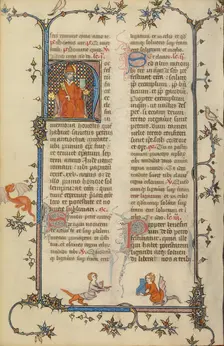 Initial H: Saint Peter Enthroned with a Key and a Book; Breviary, about 1320-1325. Creator: Unknown