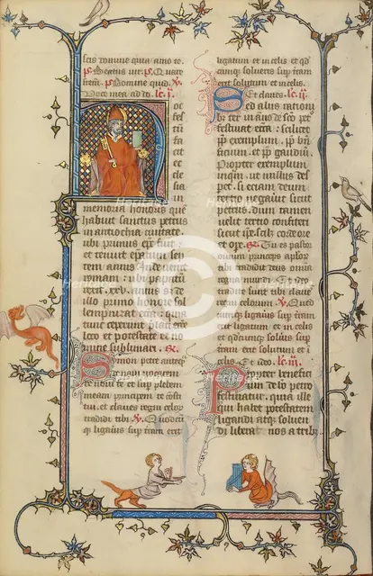 Initial H: Saint Peter Enthroned with a Key and a Book; Breviary, about 1320-1325. Creator: Unknown.