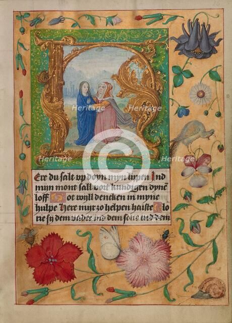 Initial H: The Visitation; Book of Hours, about 1500. Creator: Workshop of Gerard Horenbout.