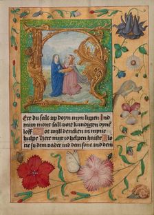 Initial H: The Visitation; Book of Hours, about 1500. Creator: Workshop of Gerard Horenbout