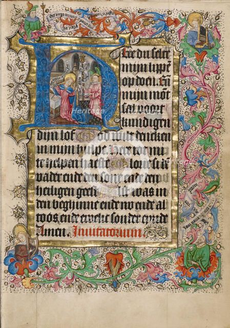 Initial H: The Annunciation; Book of Hours, about 1460. Creator: Master of Evert Zoudenbalch.