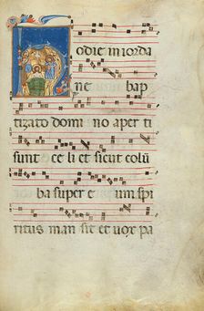 Initial H: The Baptism of Christ; Antiphonal, late 13th century. Creator: Unknown