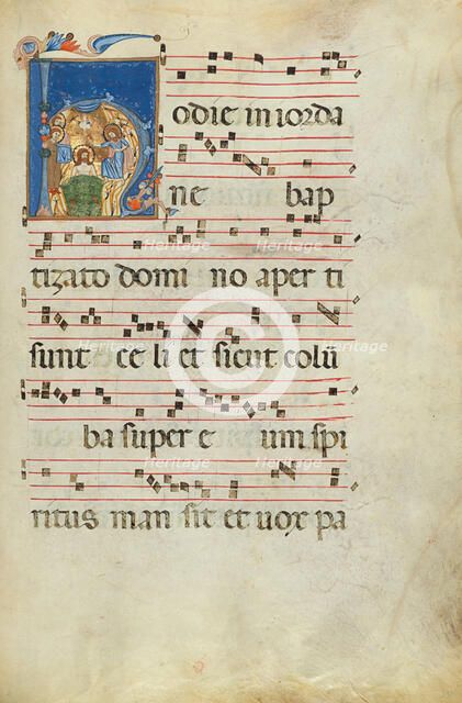 Initial H: The Baptism of Christ; Antiphonal, late 13th century. Creator: Unknown.