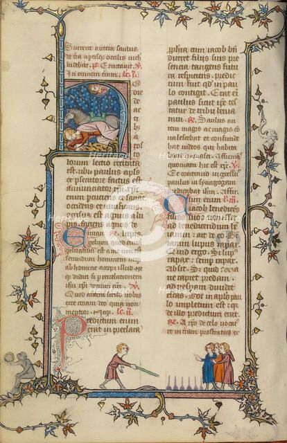 Initial H: The Conversion of Saint Paul; Breviary, about 1320-1325. Creator: Unknown.