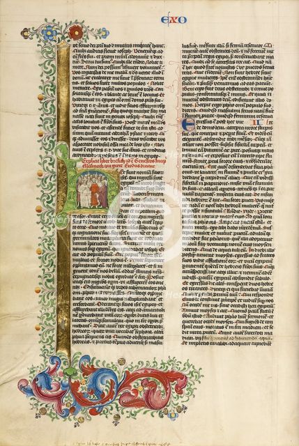 Initial H: The Exodus of the Israelites; Bible, about 1450. Creator: Circle of Stefan Lochner.