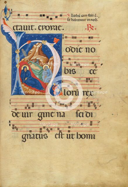 Initial H: The Nativity; Antiphonal, late 13th century. Creator: Master of Gerona.