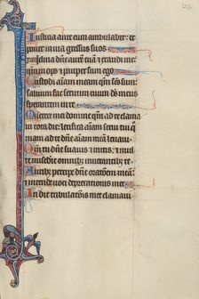 Initial I: A Bird Feeding its Young and a Bird in Flight; Bute Psalter, about 1285. Creator: Bute Master