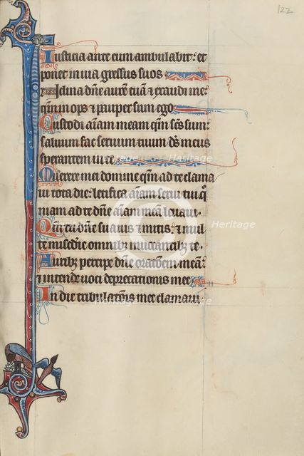Initial I: A Bird Feeding its Young and a Bird in Flight; Bute Psalter, about 1285. Creator: Bute Master.