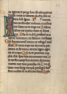 Initial I: A Standing Man; Psalter, about 1240-1250. Creator: Unknown
