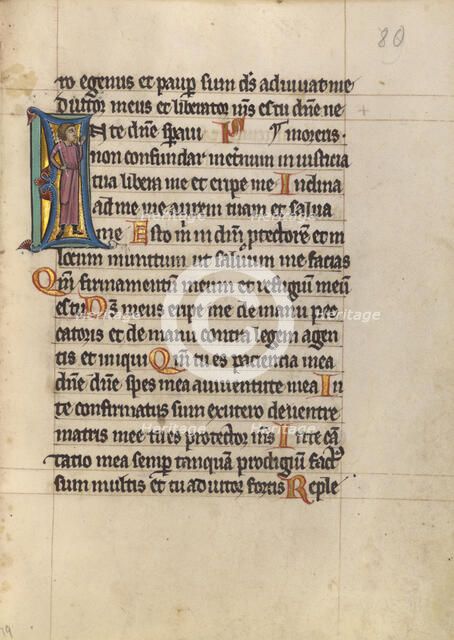 Initial I: A Standing Man; Psalter, about 1240-1250. Creator: Unknown.