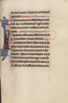 Initial I; Bute Psalter: A Saint, text and illumination about 1285. Creator: Bute Master