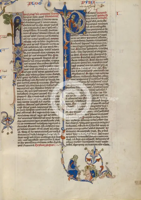 Initial I: Dominican friar with a book: Initial P: Solomon 'Instructing' Pupil..., about 1250-62. Creator: Unknown.