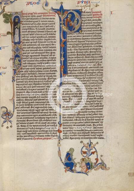 Initial I: Dominican friar with a book: Initial P: Solomon 'Instructing' Pupil..., about 1250-62. Creator: Unknown.