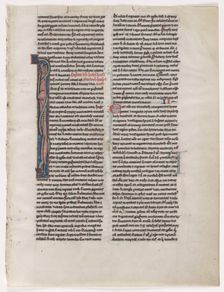 Initial I: Entwined Beast and Serpent: Leaf from a Bible (2 of 2 Excised Leaves), c. 1225-1250. Creator: Unknown