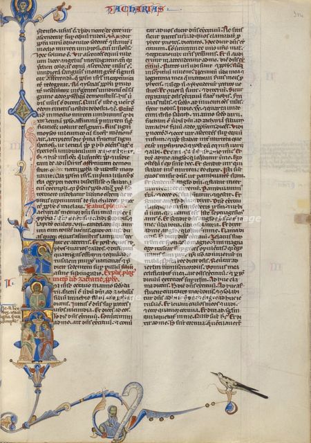 Initial I: God Appearing to Zechariah; Abbey Bible, about 1250-1262. Creator: Unknown.