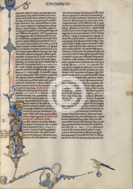 Initial I: God Appearing to Zechariah; Abbey Bible, about 1250-1262. Creator: Unknown.