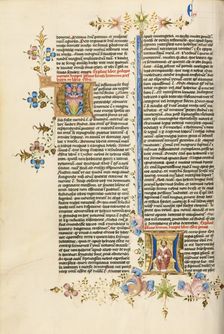 Initial I: King Cyrus Enthroned; Bible, about 1450. Creator: Circle of Stefan Lochner