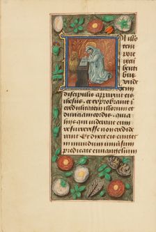 Initial I: Saint Mark; Crohin-La Fontaine Hours, (about 1480-1485?). Creators: Master of the Dresden Prayer Book, Workshop of the Master of the Dresden Prayer Book